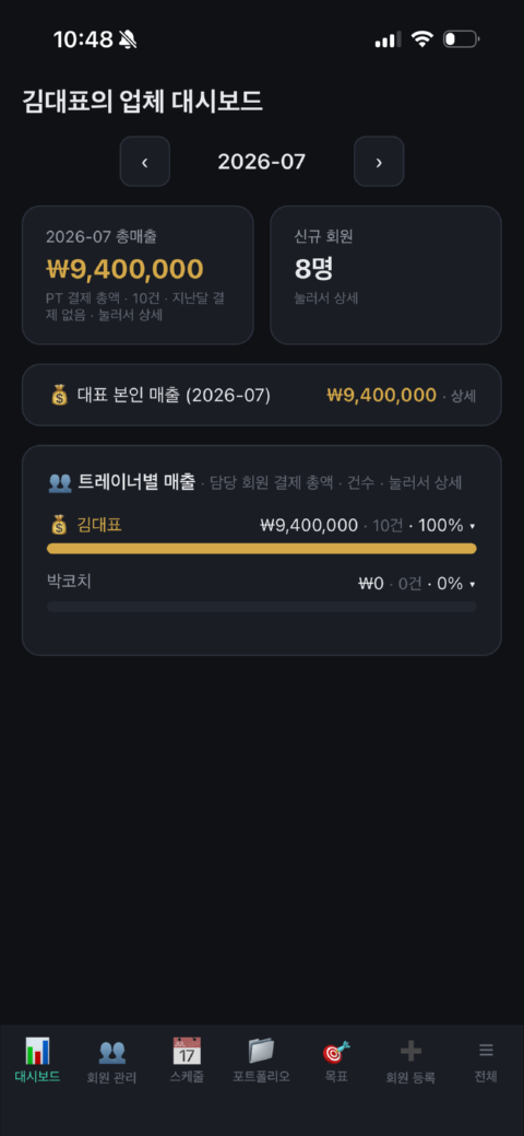 대시보드 화면